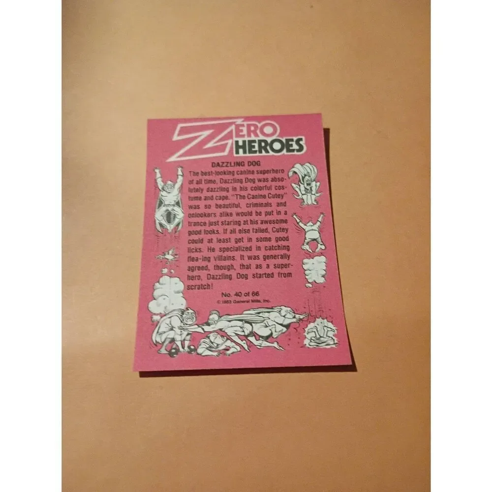 1983 General Mills Zero Heros Trading Card Sticker Card Vintage #40 Dazzling Dog